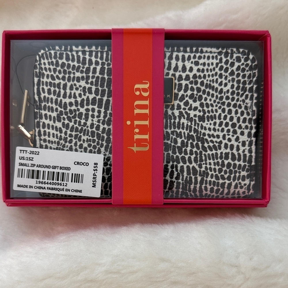 Trina Turk Black and White Croco Wallet